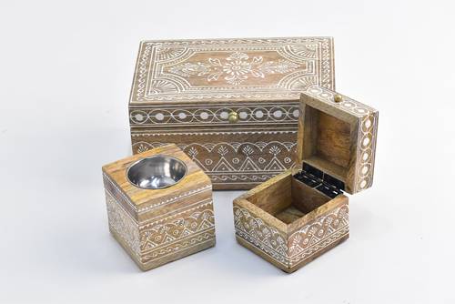 Wooden bokhor Set - white