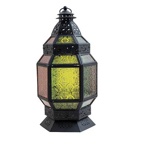 Lighting lantern of glass and iron