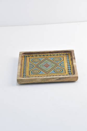 صينية مربعة خشبية - اخضر