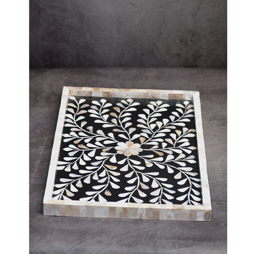 Tray made of mother of Pearl with Flower Decor 