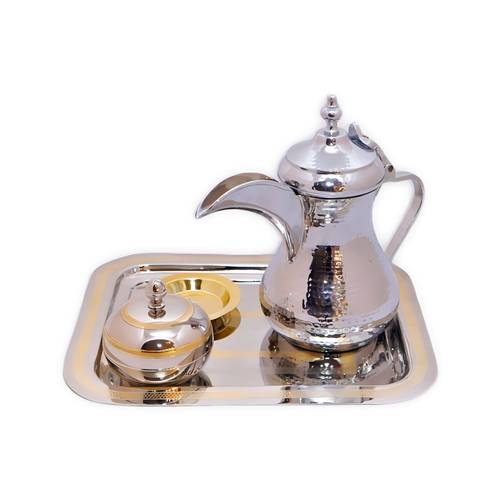 Silver stainless steel tea set
