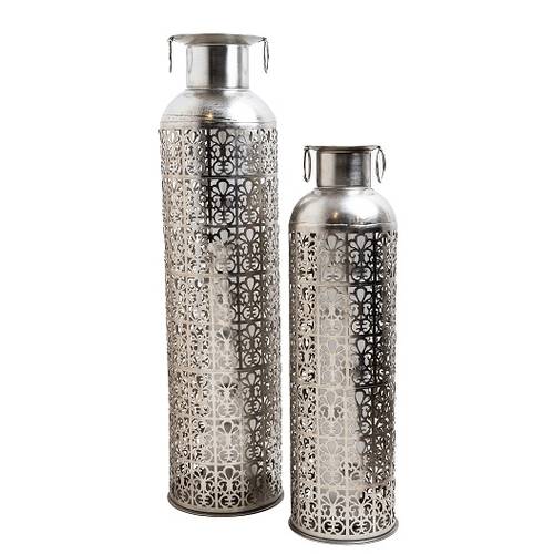 Longitudinal candle holder set - stainless steel