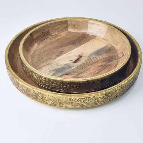 Wooden Trays Set - Golden