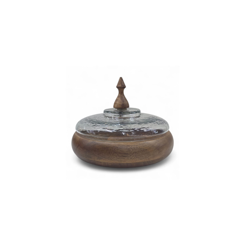 Round Wooden Box With glass