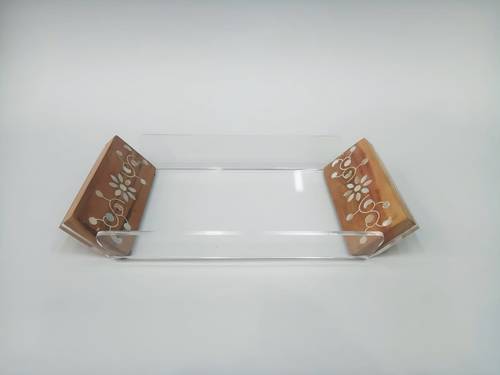 Tray Acrylic With Wood Natural- small
