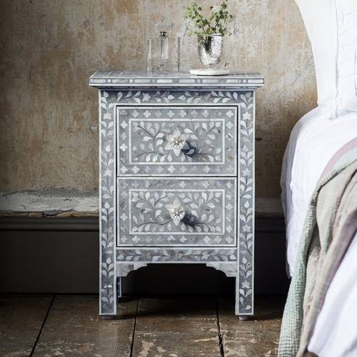 Gray Bed Side of seashells - special decorated