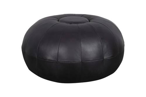 Round Puff of natural leather
