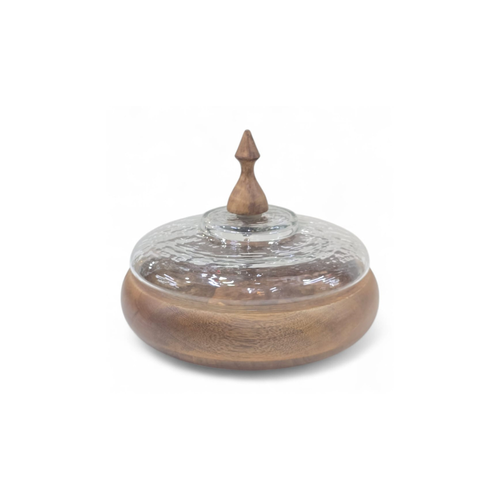 Round Natural Wooden Box With glass