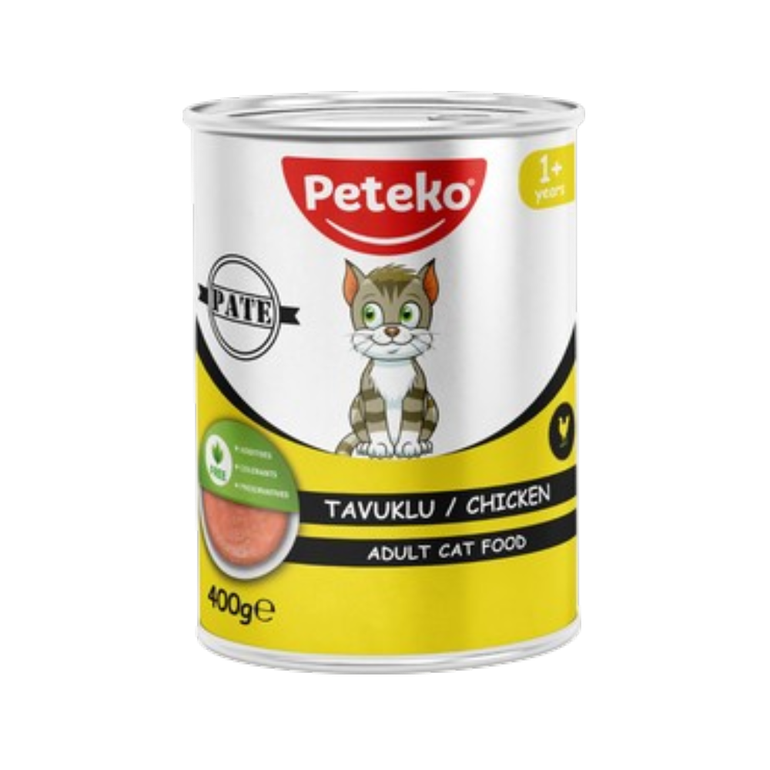 Chicken Pate 400 g Complete Wet Food for Adult Cats Peteko Cans - 400 g