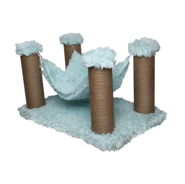 Scratching post for cats 4 and bed 34×39×59 cm Feline Go - Light blue