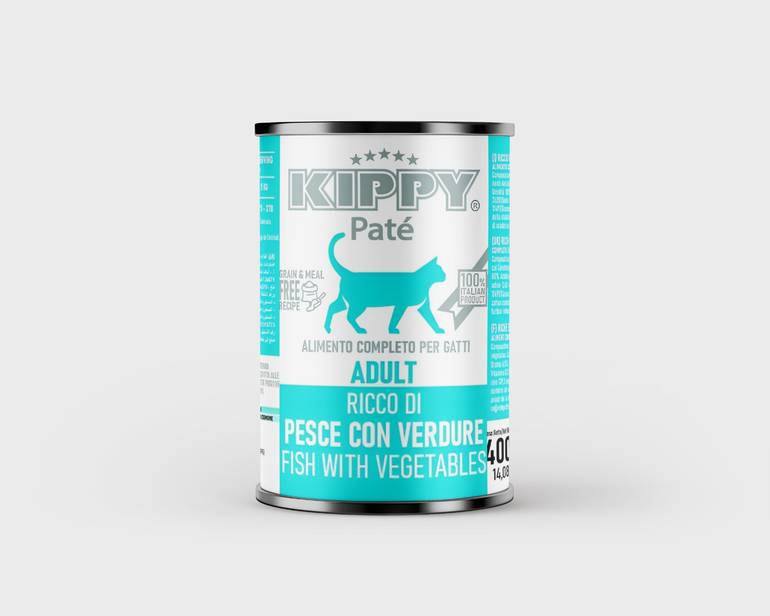 Paté Fish With Vegetables 400 g Wet Food for Adult Cats Kippy Cans - Box 24 Pcs