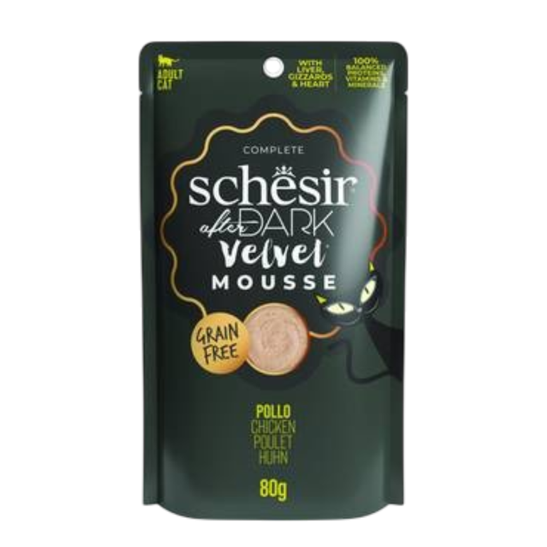 Chicken in Mousse 80 g Wet Food for Cats Schesir After Dark velvet - Carton 12 Pcs