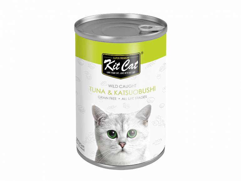 Tuna With Katsuobushi 400 g Wet Food for Cats Kit Cat Cans - Box 24 Pcs