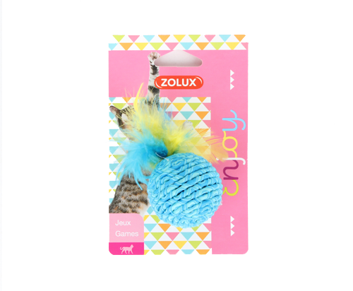 Interactive Cat Ball Toy with Feathers Zolux - blue