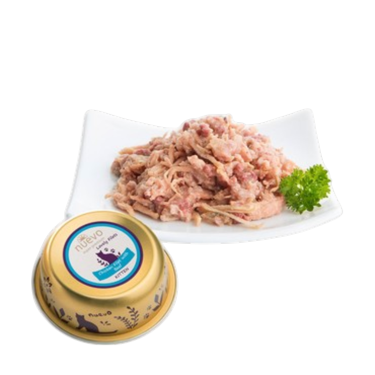 Kitten - Chicken Filet with Beef and Linseed Oil 70 g Complete Wet Food Nuevo Super Premium Pots - Carton 12 Pcs