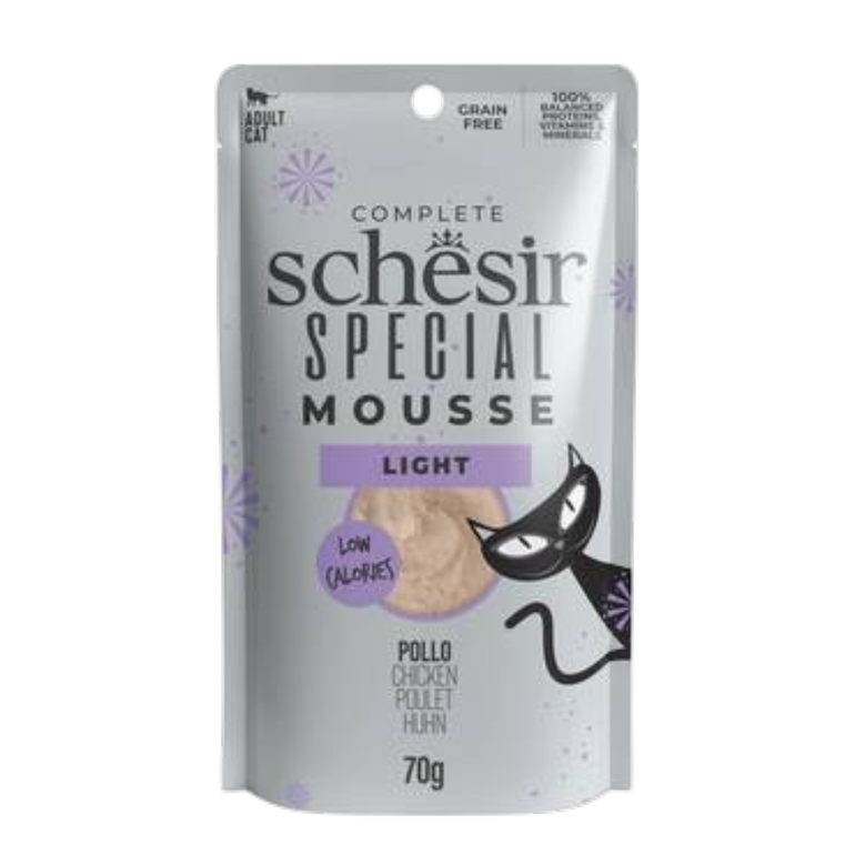 Chicken in Light Mousse 70 g Wet Food for Adult Cats Schesir Special - Carton 12 Pcs