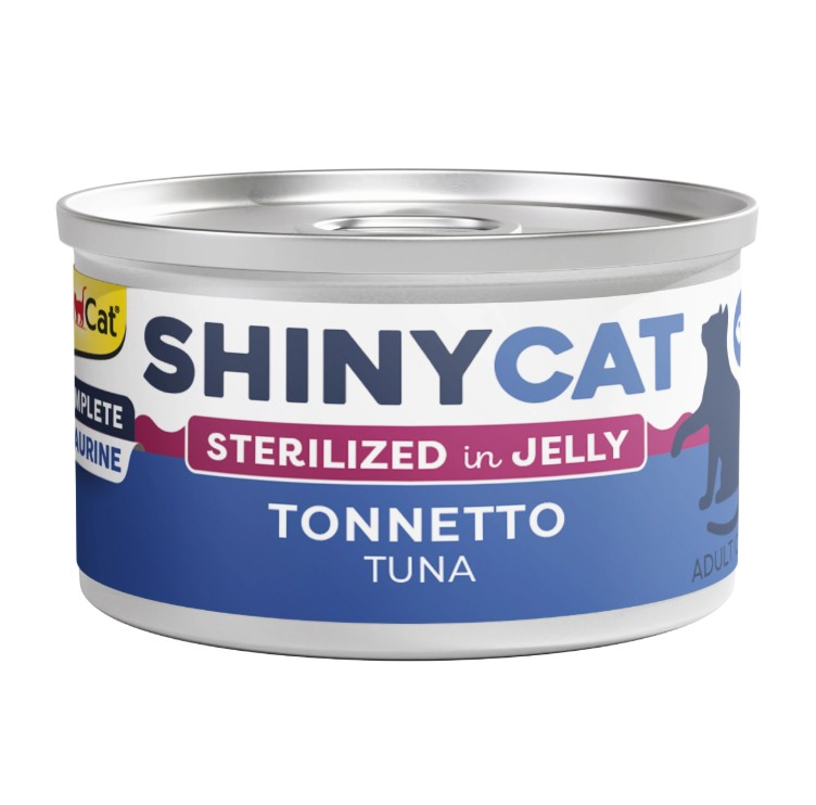 Sterilized Cats - Tuna in Jelly 70 g Wet Food Gim Cat Shiny Cat Cans - Box 24 Pcs
