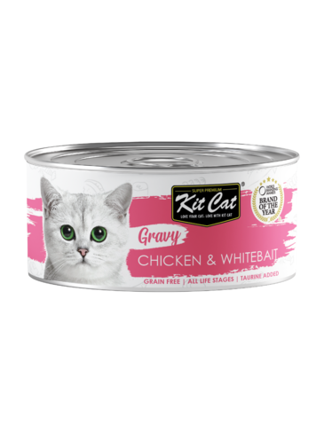 Chicken & Whitebait in Gravy 70 g Wet Food for Adult Cats Kit Cat Cans - 70 g