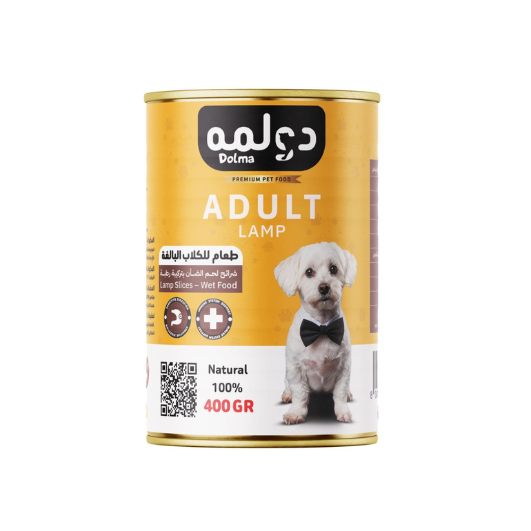 Lamb Slices in Jelly 400 g Complete Wet Food for Adult Dogs Dolma Super Premium Cans - 400 g