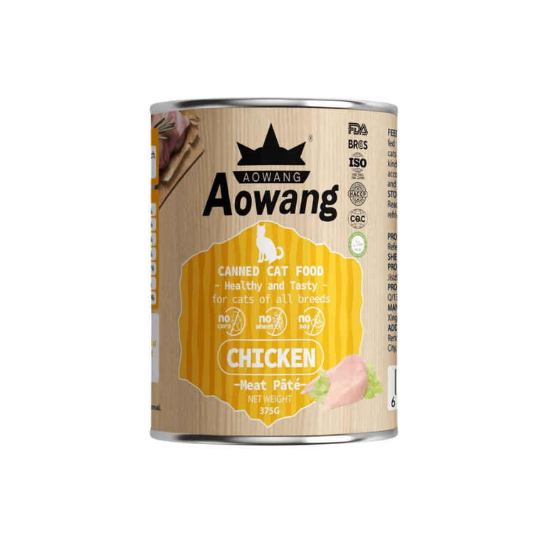 Chicken Pâté 375 g Wet Food for Kittens and Adult Cats Aowang Cans - Box 24 Pcs