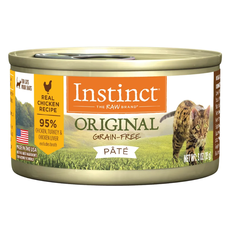Paté Chicken 85 g Complete and Balanced Raw Wet Food for Adult Cats Instinct Canned - Box 24 Pcs