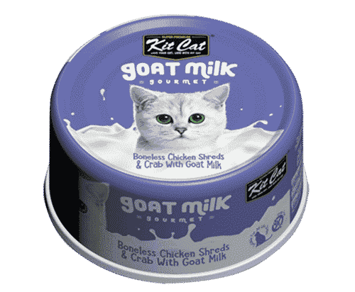 Chicken Shreds With Crab & Goat Milk 70 g Wet Food for Adult Cats Kit Cat Cans - 12 pieces