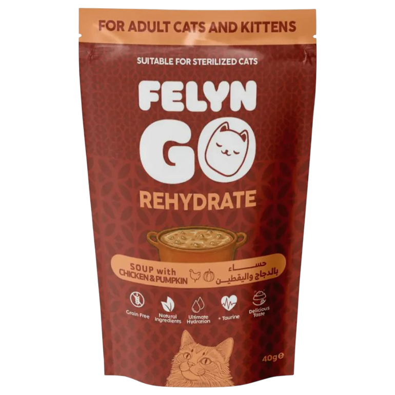 Rehydrate - Soup with Chicken & Pumpkin 40 g Wet Food for All Cats Felyn Go Pouches - 40 g