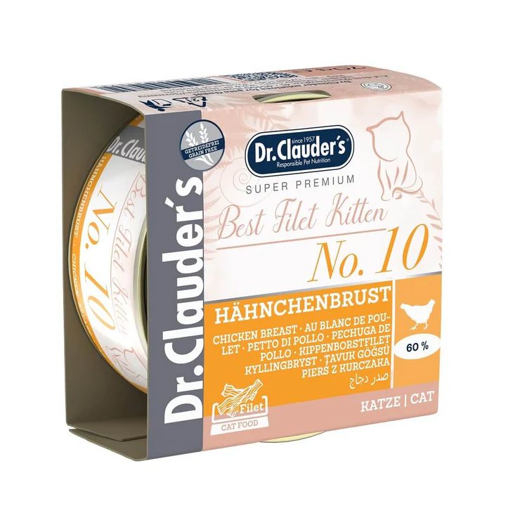 Kitten - Chicken Breast in Broth (10) 70 g Wet Food for Cats Dr. Clauder's - Box 24 Pcs