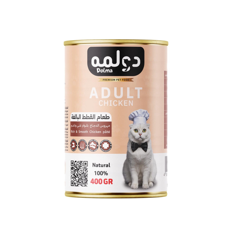 باتيه الدجاج 400 غ طعام رطب كامل للقطط البالغة دولمه سوبر بريميوم معلبات - 400 غ