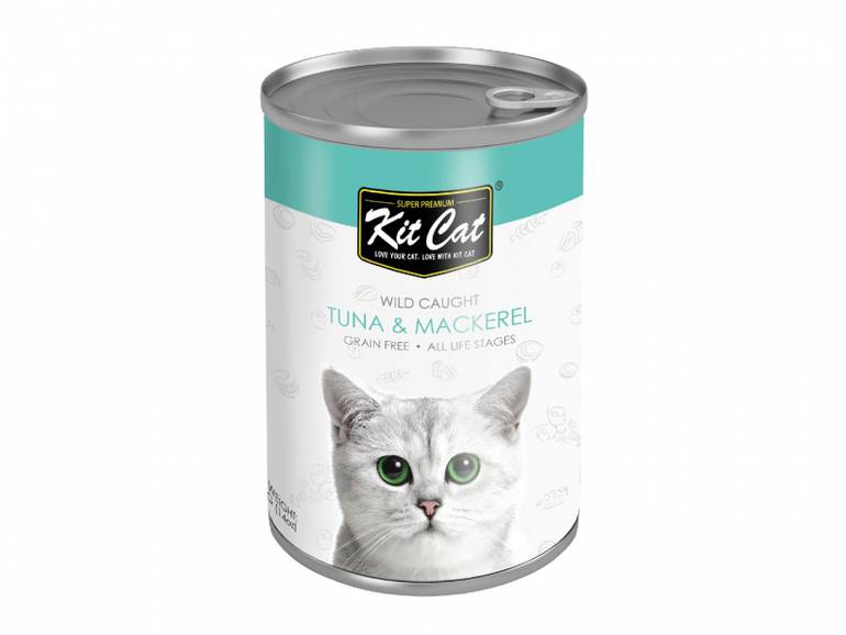 Tuna With Mackerel 400 g Wet Food for Cats Kit Cat Cans - Box 24 Pcs