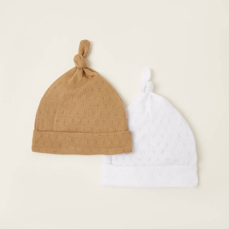 قبعة بارزة الملمس للمواليد و الأطفال - طقم من قطعتين