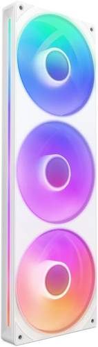 مروحة F360 RGB داخلية - أحادية الإطار 360 ملم مع 3 مراوح 120 ملم من ان زد اكس تي تحكم في السرعة والإضاءة ضغط ثابت عالٍ وتدفق هواء - محامل ديناميكية للسوائل - 8 مصابيح LED لكل - ابيض