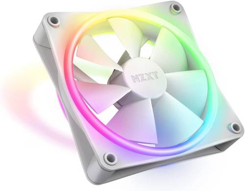 مراوح NZXT F120 RGB Duo - 120mm Dual-Sided RGB Fan – – Fluid Dynamic Bearing – PWM Control – Anti-Vibration Rubber Corners – White