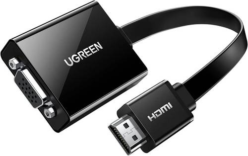 يوجرين -محول HDMI ذكر الي VGA انثي مع 3.5 ملم مدخل الصوت دعم 1080P متوافق مع الكمبيوتر - أسود
