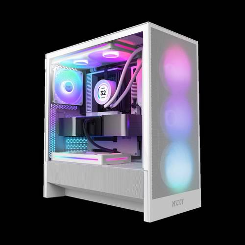 صندوق أبيض NZXT H5 Flow RGB (2024) – Compact ATX – 360mm Radiator – Tempered Glass