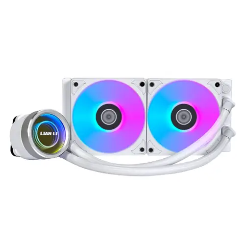 مبرد Lian Li Galahad II Trinity 240 ARGB CPU Liquid Cooler/AIO - White - 240mm Radiator, High-Performance Fans, Addressable RGB Lighting, Daisy Chainable - Compatible with LGA 1700/1200/115X/AMD AM5/AM4