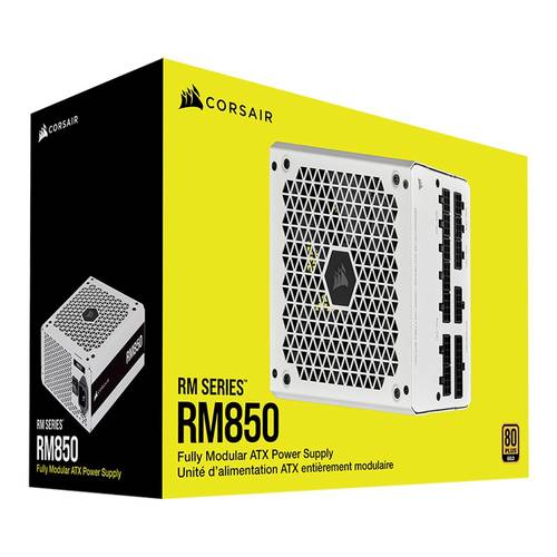 بور سبلايCORSAIR RM Series (2021), White, RM850, 850 Watt, 80 Plus Gold Certified, Fully Modular Power Supply