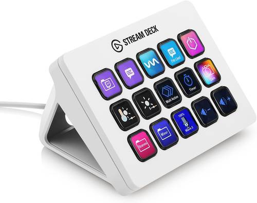 القاتو ستريم ديك أبيض Elgato Stream Deck MK.2 – Studio Controller, 15 Macro Keys, Trigger Actions in apps and Software Like OBS, Twitch, ​YouTube and More, - White, 20GBA9901-wt