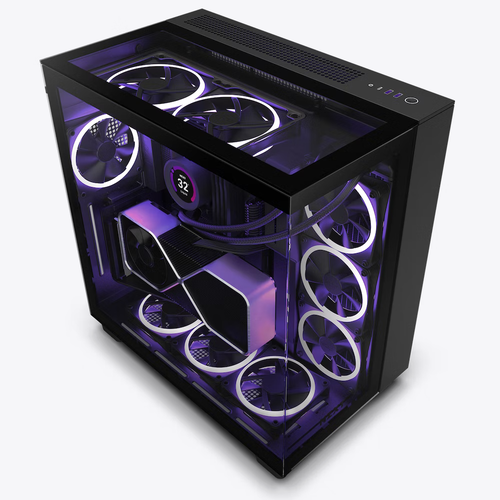  H9 Elite  Premium Dual-Chamber Mid-Tower Airflow Case صندوق أسود