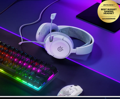 سماعات SteelSeries Arctis Nova 1 — Multi-System Gaming Headset — Hi-Fi Drivers Ultra Lightweight — PC, PS5, PS4, Switch, Xbox - White 