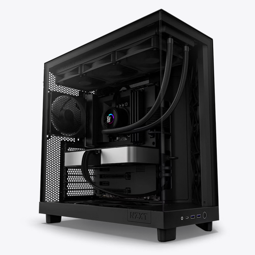 صندوق اسود NZXT H6 Flow | CC-H61FB-01 | Compact Dual-Chamber Mid-Tower Airflow Case | Panoramic Glass Panels | High-Performance Airflow Panels | Includes 3 x 120mm Fans | Cable Management | Black