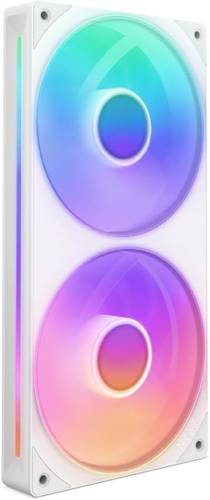 وحدة مروحة بإطار واحد F240 من ان زد اكس تي 240 ملم مع 2 × 120 ملم RGB - تحكم في السرعة والإضاءة - ضغط ثابت عالي وتدفق الهواء - محامل ديناميكية سائلة - 8 مصابيح LED ايه ار جي بي لكل مروحة - ابيض