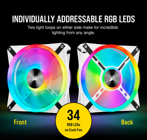 QL140 RGB 140mm White مروحتين ابيض 