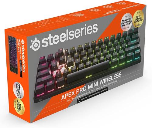 لوحة مفاتيح اللغة انقليزي SteelSeries Apex Mini Wireless - Mechanical Gaming Keyboard – World’s Fastest Keyboard – Adjustable Actuation – Compact 60% Form Factor – Bluetooth 5.0 – 2.4GHz - American (QWERTY) Layout 