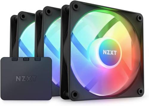 مروحة Nzxt NZXT F120 RGB Core Triple Pack - 3 x 120mm Hub-Mounted RGB Fans with RGB Controller - 8 Individually-Addressable LEDs - Semi-Translucent Blades - High Static Pressure & Airflow - CAM Software - Black