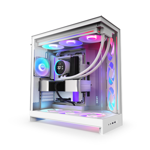 صندوق أبيض NZXT H9 Flow RGB Plus (2025) – Dual Chamber – 420mm Radiator