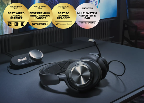  SteelSeries Arctis Nova Pro, Multi-System Gaming Headset, Hi-Res Audio, 360 Spatial Audio, GameDAC Gen 2, ClearCast Gen 2 Mic, PC, PS5, PS4, Switch  Wired سماعات