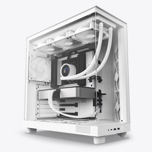 صندوق ابيض NZXT H6 Flow | CC-H61FB-01 | Compact Dual-Chamber Mid-Tower Airflow Case | Panoramic Glass Panels |  Includes 3 x 120mm Fans | Cable Management | White 