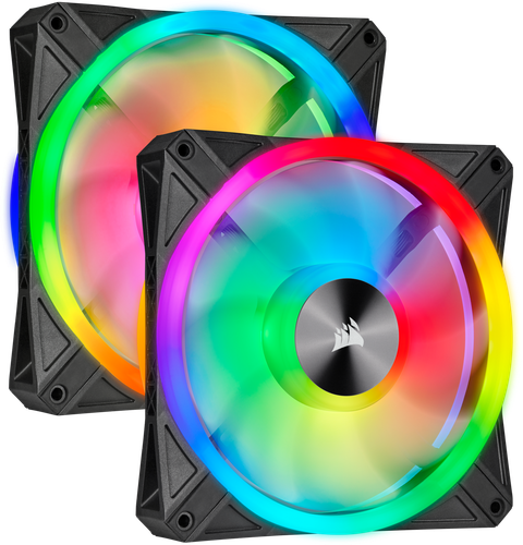 طقم مروحتين iCUE QL140 RGB 140mm PWM Dual Fan Kit with Lighting Node CORE