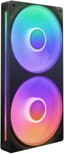 وحدة مروحة بإطار واحد F240 من ان زد اكس تي 240 ملم مع 2 × 120 ملم RGB - تحكم في السرعة والإضاءة - ضغط ثابت عالي وتدفق الهواء - محامل ديناميكية سائلة - 8 مصابيح LED ايه ار جي بي لكل مروحة - أسود